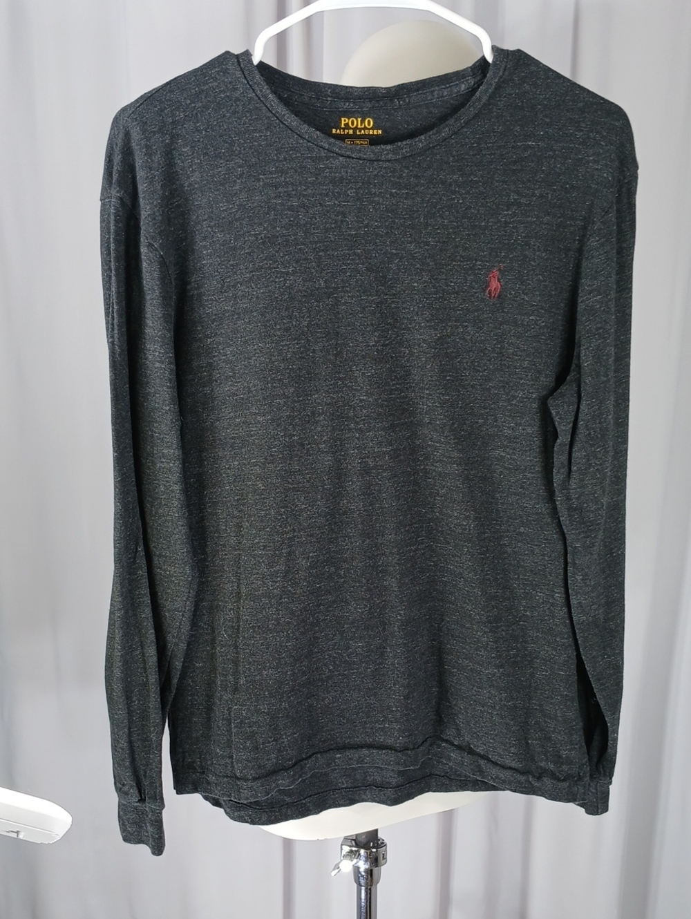 Polo by Ralph Lauren Charcoal Heather Long-Sleeve Crew Tee with Maroon Pony